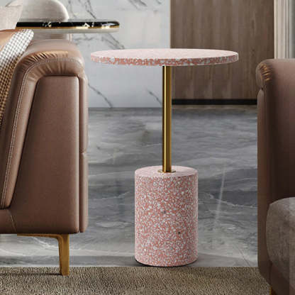 Modern Marble Metal Round End Table