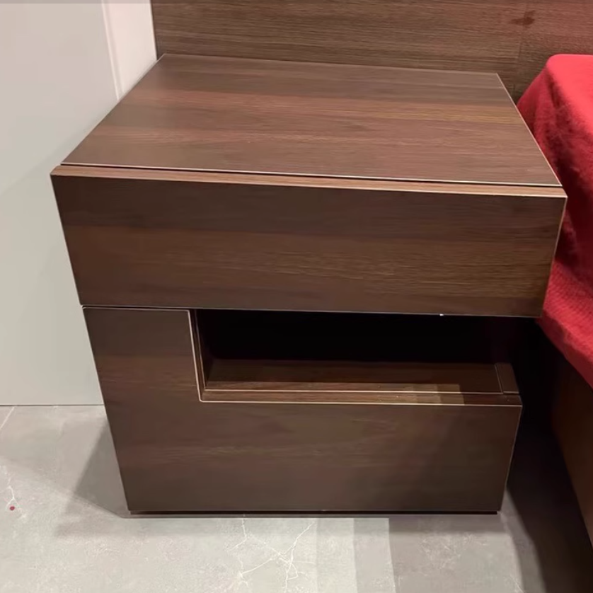Contemporary Wood Geometric 2-Drawer Nightstand