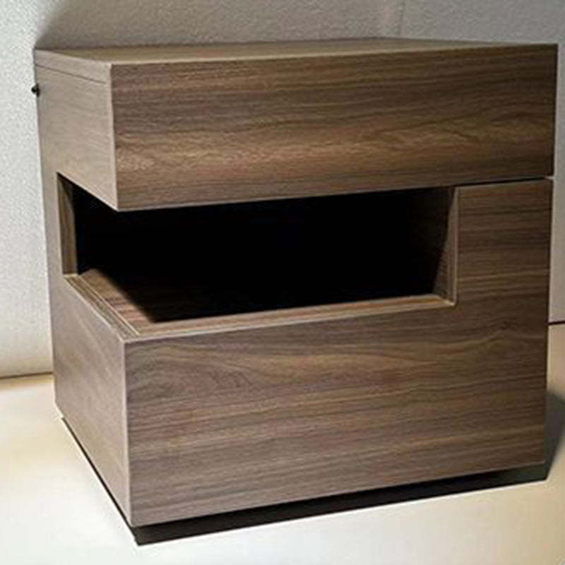 Contemporary Wood Geometric 2-Drawer Nightstand