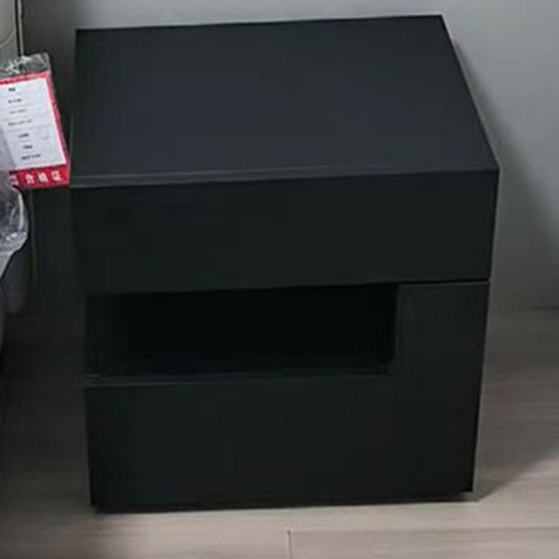 Contemporary Wood Geometric 2-Drawer Nightstand