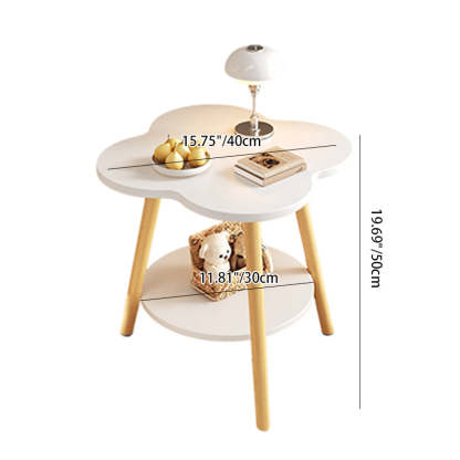 Contemporary Wood Metal Flower Round End Table — White