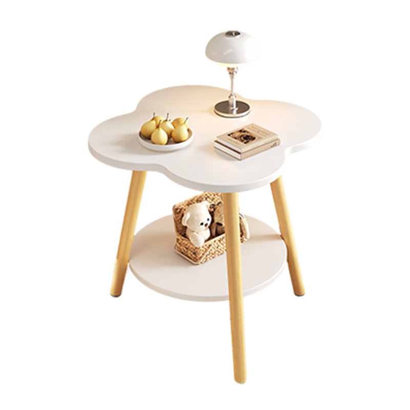 Contemporary Wood Metal Flower Round End Table