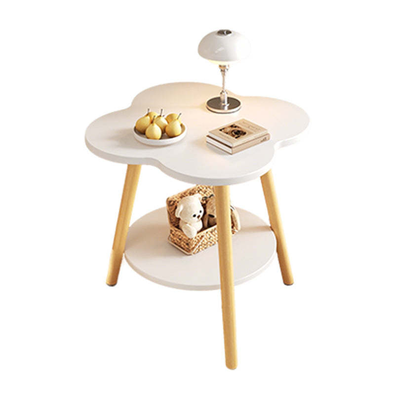 Contemporary Wood Metal Flower Round End Table