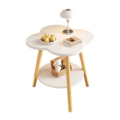 Contemporary Wood Metal Flower Round End Table