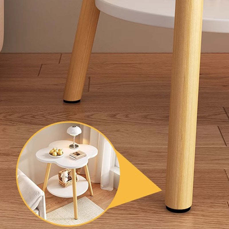 Contemporary Wood Metal Flower Round End Table — Original Wood Color
