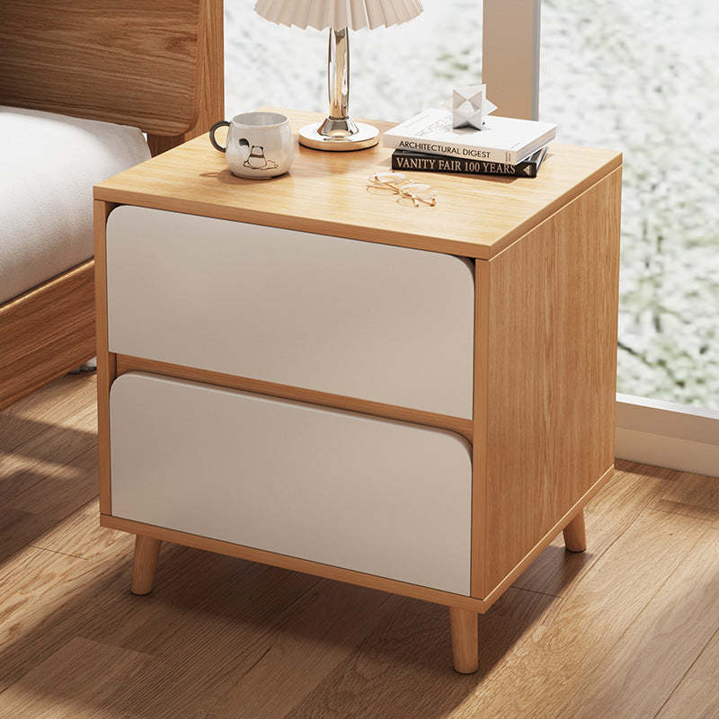 Minimalist Wood Cylinder 2-Drawer Nightstand — White