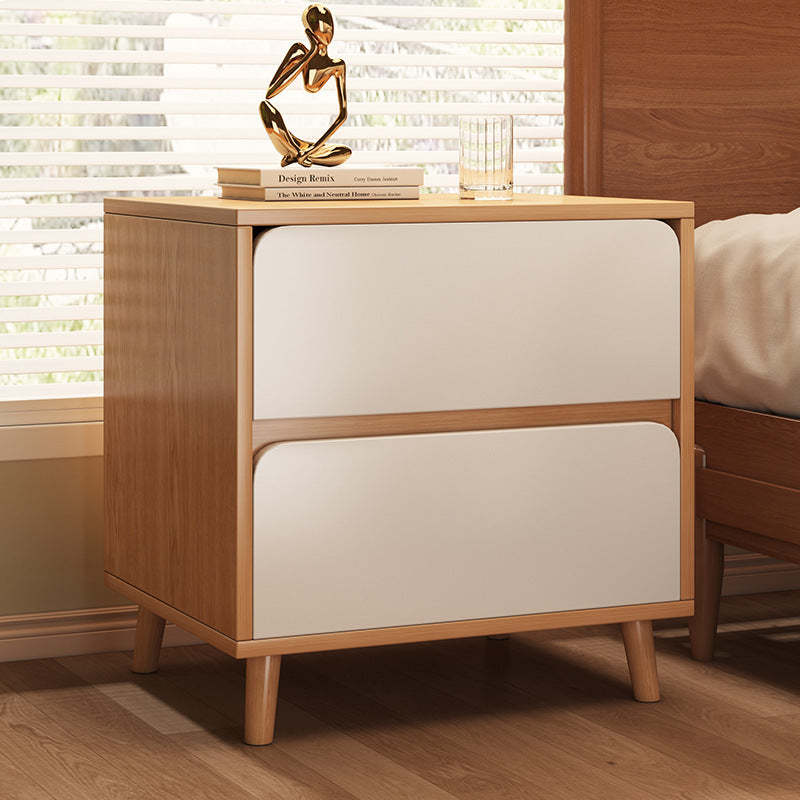 Minimalist Wood Cylinder 2-Drawer Nightstand