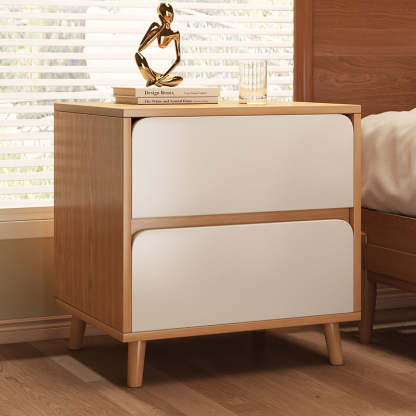 Minimalist Wood Cylinder 2-Drawer Nightstand