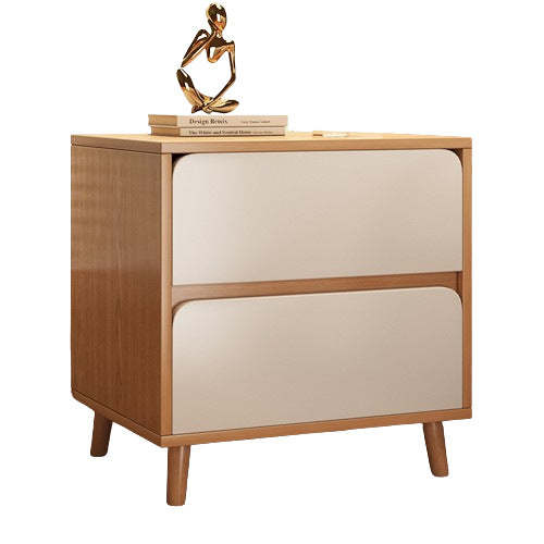 Minimalist Wood Cylinder 2-Drawer Nightstand