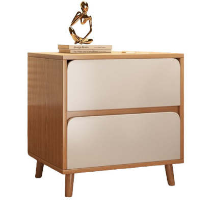 Minimalist Wood Cylinder 2-Drawer Nightstand