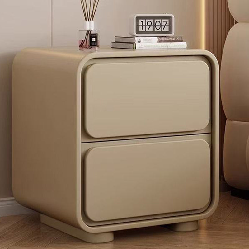 Minimalist Pine Faux Leather 2-Drawer Nightstand