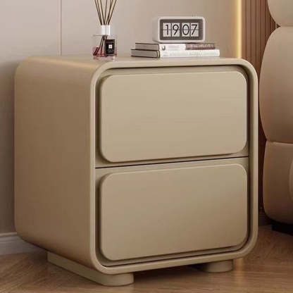 Minimalist Pine Faux Leather 2-Drawer Nightstand