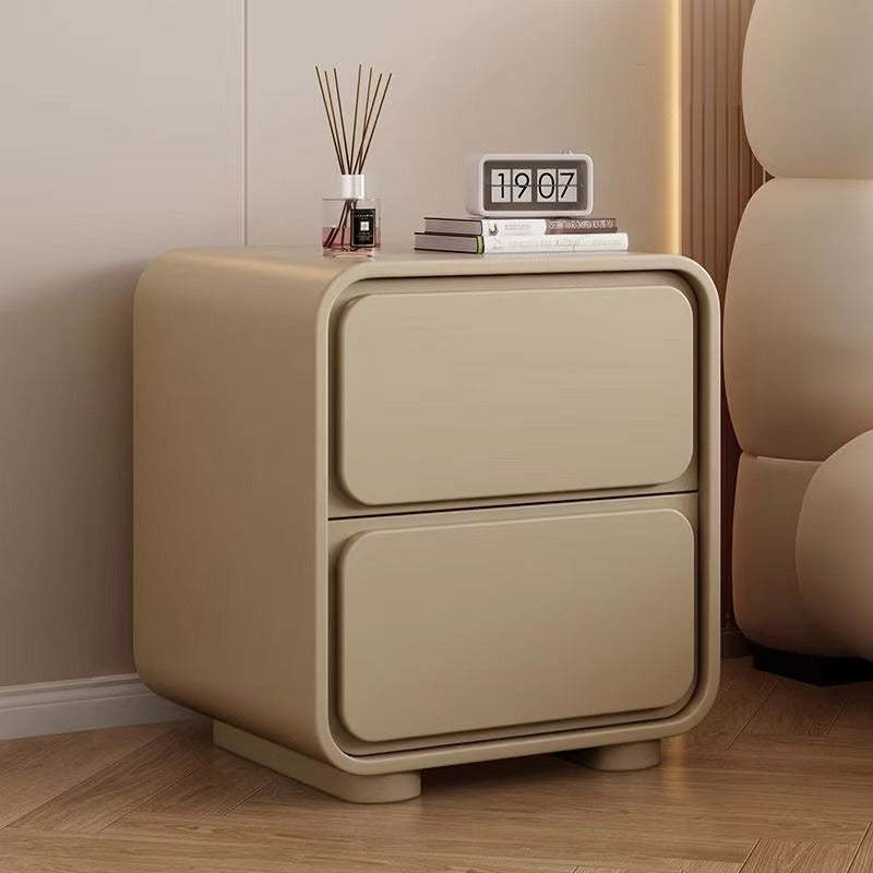 Minimalist Pine Faux Leather 2-Drawer Nightstand