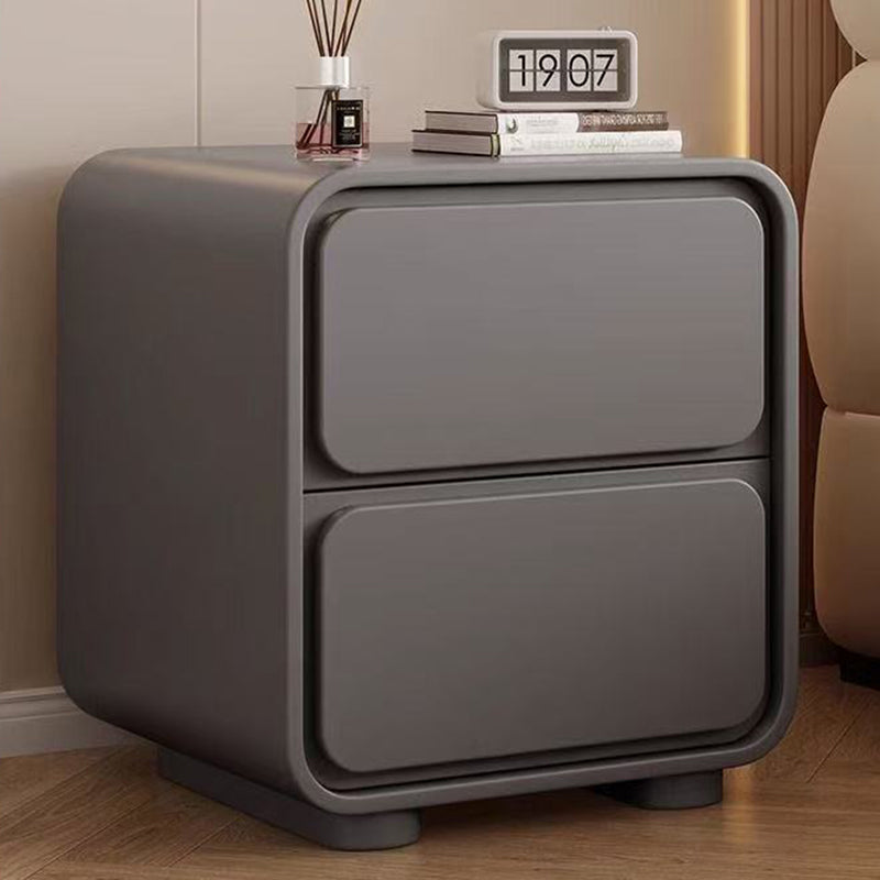 Minimalist Pine Faux Leather 2-Drawer Nightstand