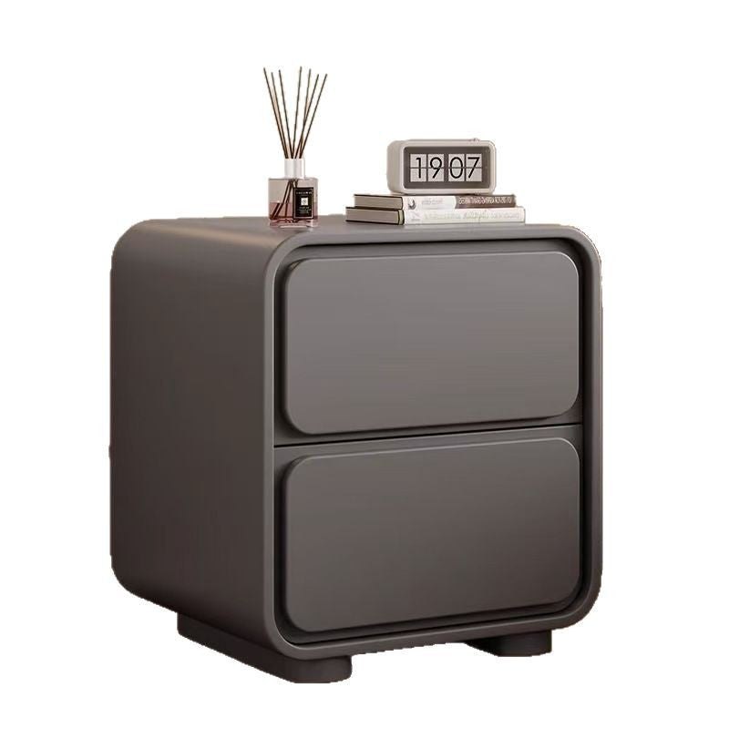 Minimalist Pine Faux Leather 2-Drawer Nightstand