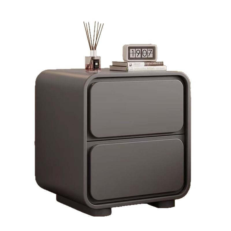 Minimalist Pine Faux Leather 2-Drawer Nightstand