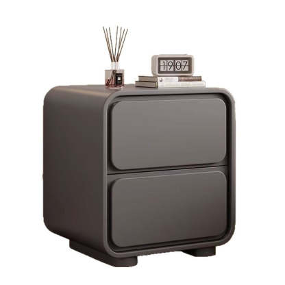 Minimalist Pine Faux Leather 2-Drawer Nightstand