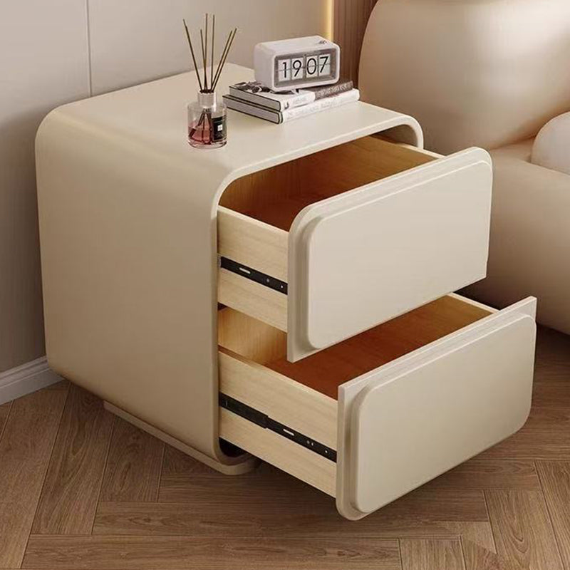 Minimalist Pine Faux Leather 2-Drawer Nightstand