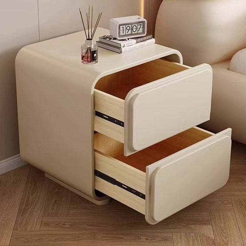 Minimalist Pine Faux Leather 2-Drawer Nightstand