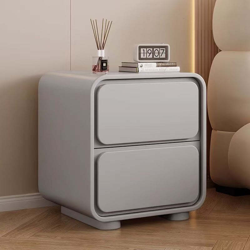 Minimalist Pine Faux Leather 2-Drawer Nightstand