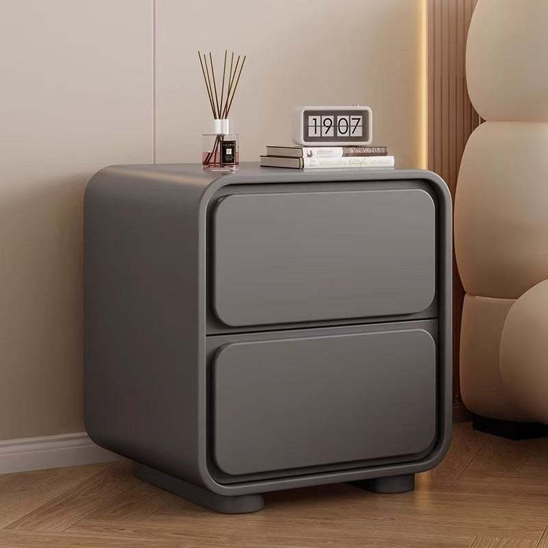Minimalist Pine Faux Leather 2-Drawer Nightstand