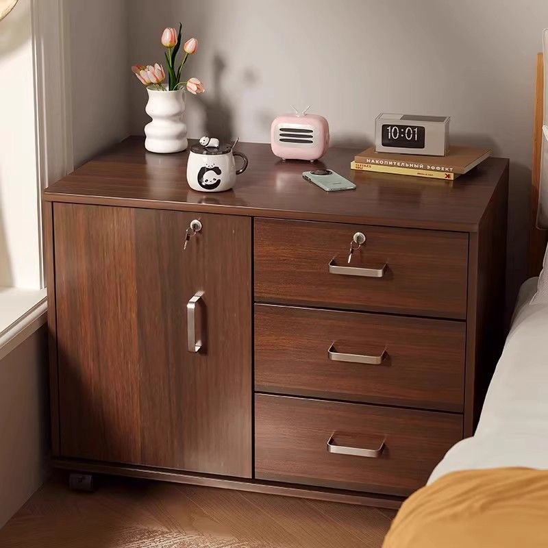 Minimalist Sintered Stone Wood 3-Drawer Side Table