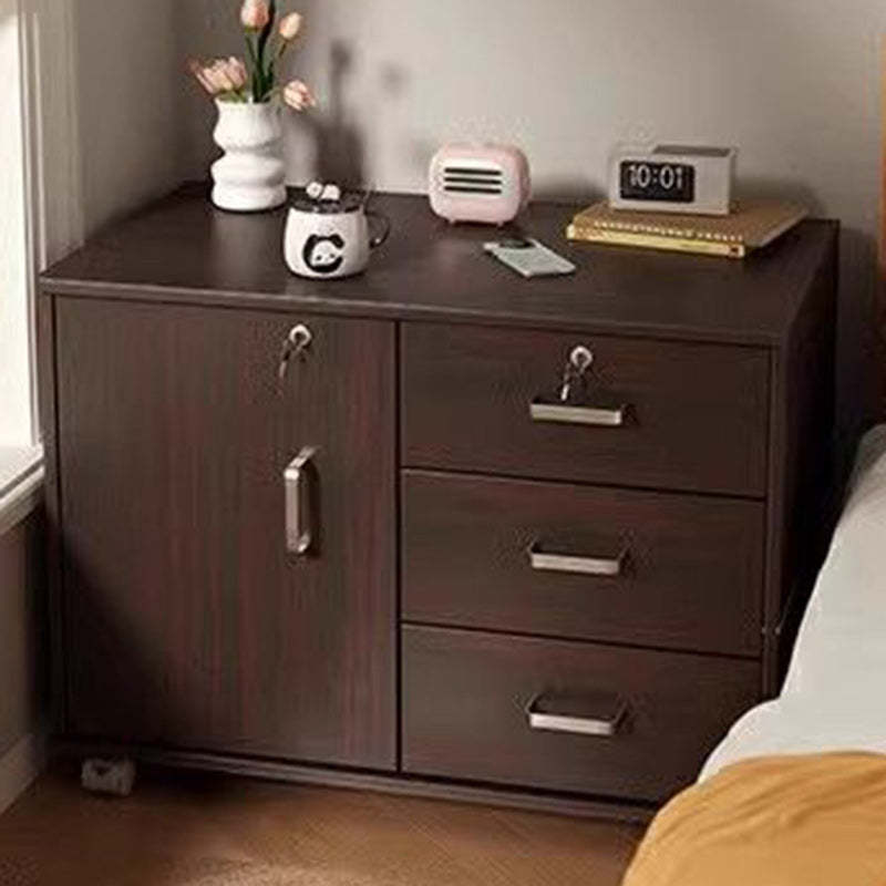 Minimalist sintered 3-drawer end & side tables in wood — Brown