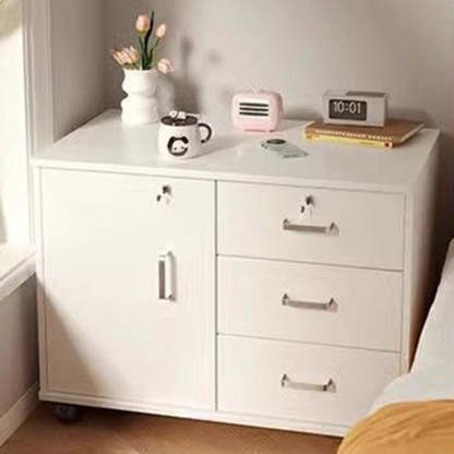 Minimalist Sintered Stone Wood 3-Drawer Side Table — Original Wood Color