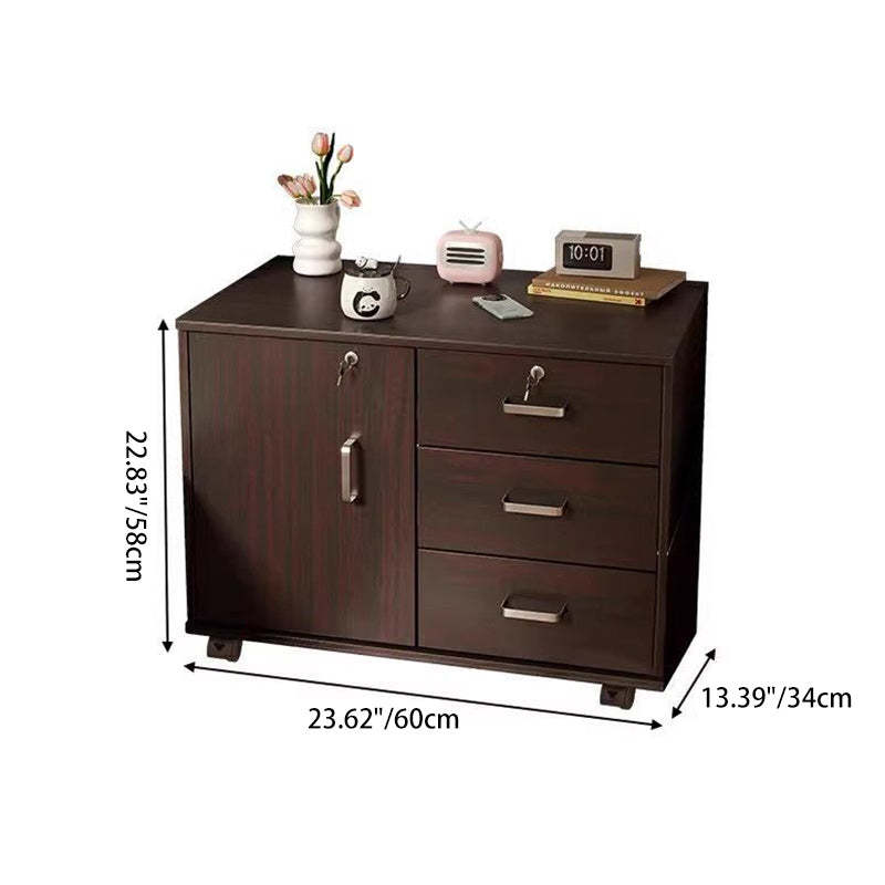 Minimalist Sintered Stone Wood 3-Drawer Side Table