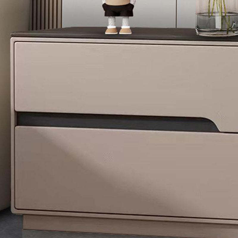 Modern Luxury Sintered Stone Leather Solid Wood Rectangular Nightstand 2-Drawer For Bedroom