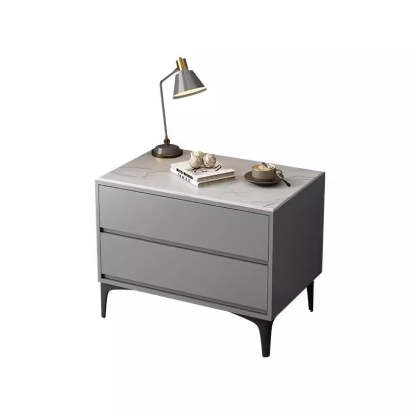 Minimalist Wood Sintered Stone Nightstand