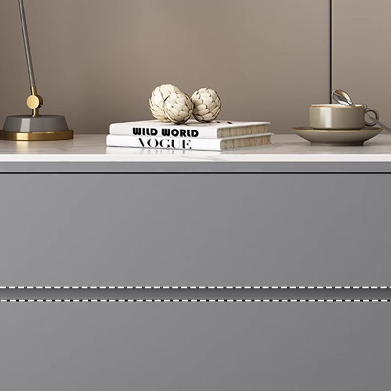 Minimalist Wood Sintered Stone Nightstand — White & White