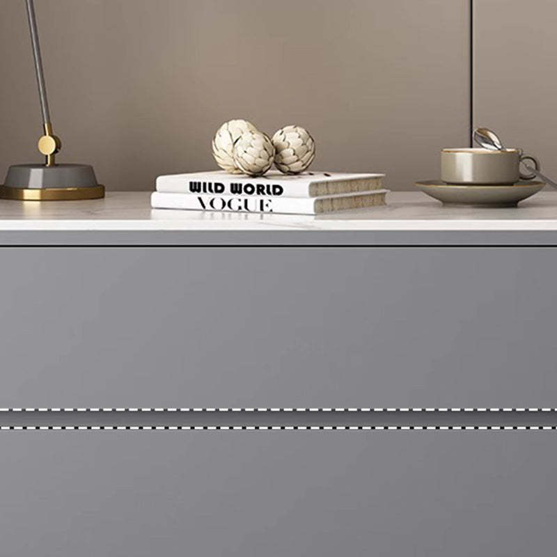 Minimalist Wood Sintered Stone Nightstand — White & White