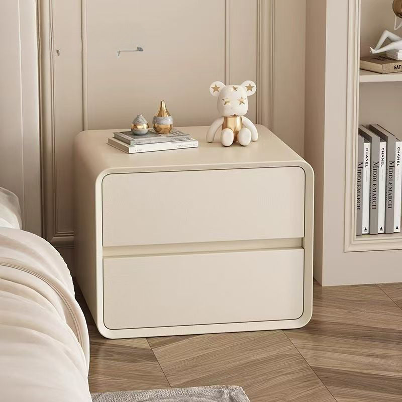 Minimalist Faux Leather 2-Drawer Nightstand