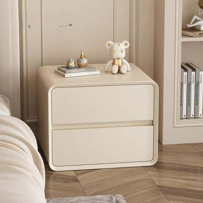 Minimalist Faux Leather 2-Drawer Nightstand