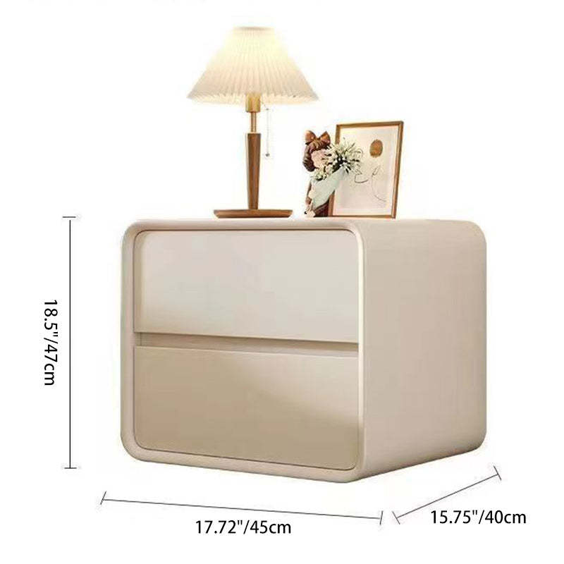 Minimalist Faux Leather 2-Drawer Nightstand