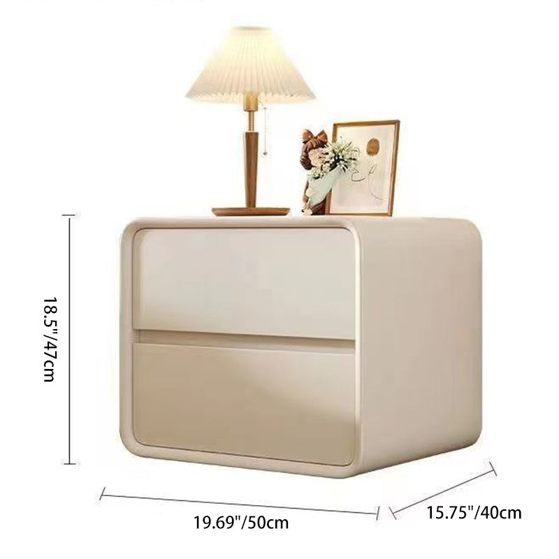 Minimalist Faux Leather 2-Drawer Nightstand