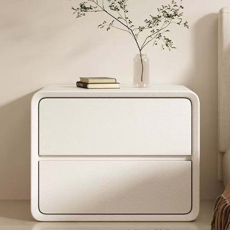 Minimalist faux 2-drawer beige nightstands — 19.69" L x 15.75" W x 18.5" H