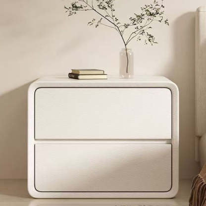 Minimalist Faux Leather 2-Drawer Nightstand