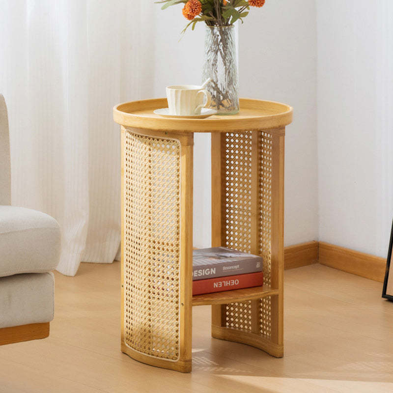 Wood bamboo wood woven end & side tables - traditional