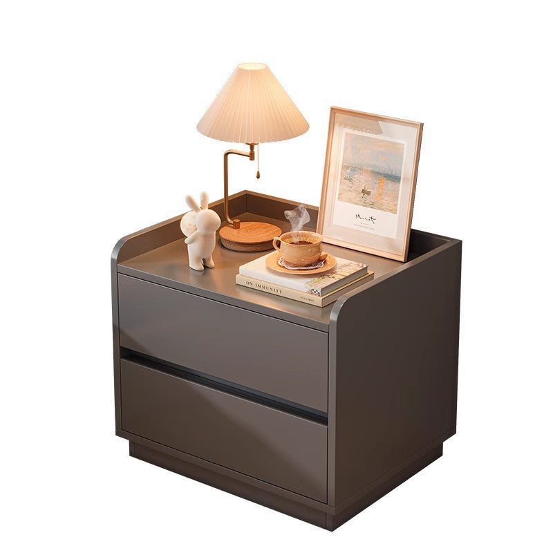 Minimalist Wood Metal Rounded 2-Drawer Nightstand