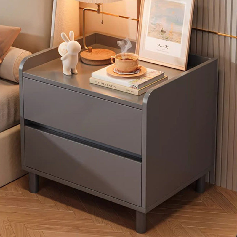Minimalist Wood Metal Rounded 2-Drawer Nightstand