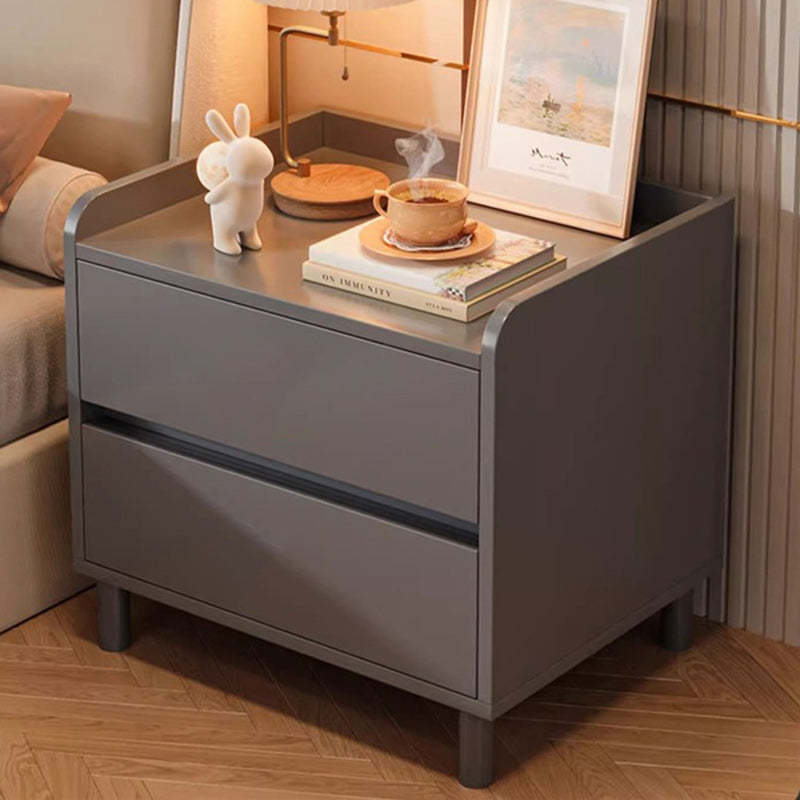 Minimalist Wood Metal Rounded 2-Drawer Nightstand