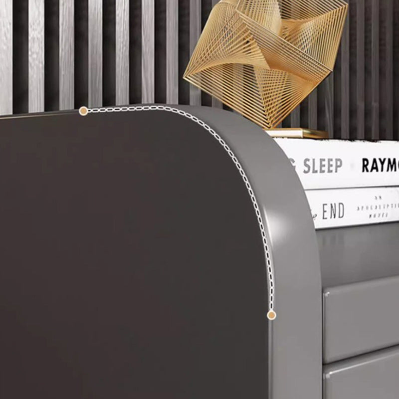 Minimalist Wood Metal Rounded 2-Drawer Nightstand