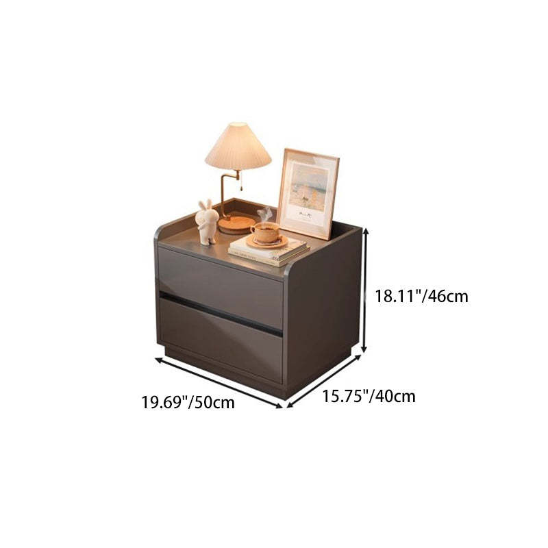 Minimalist Wood Metal Rounded 2-Drawer Nightstand
