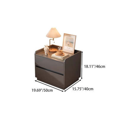 Minimalist Wood Metal Rounded 2-Drawer Nightstand
