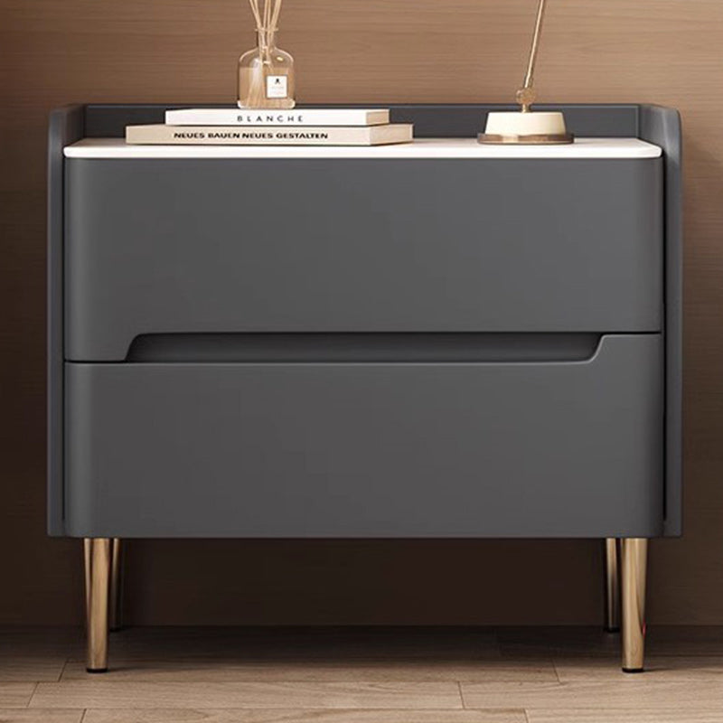Modern Sintered Stone 2-Drawer Nightstand