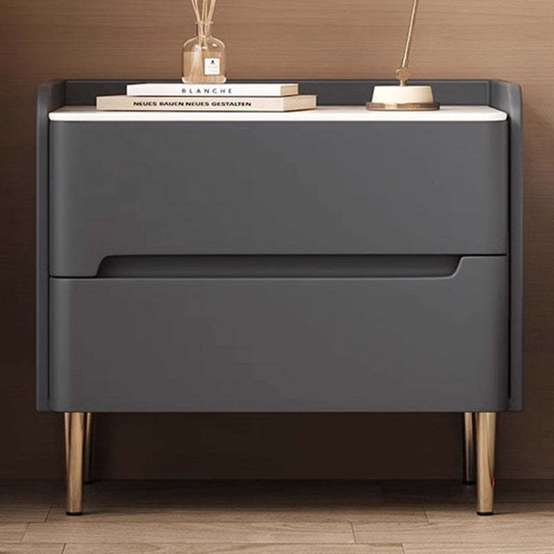 Modern Sintered Stone 2-Drawer Nightstand