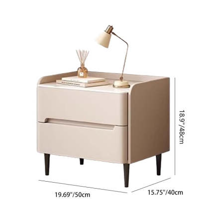 Modern Sintered Stone 2-Drawer Nightstand — Beige