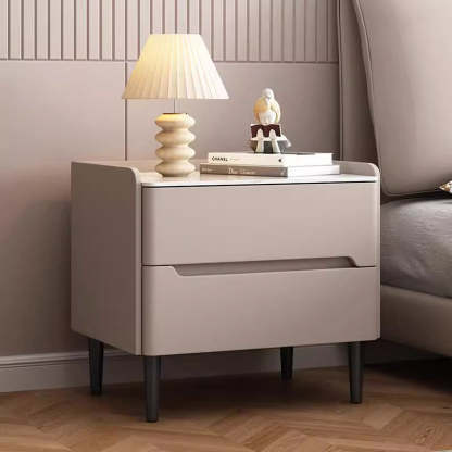 Modern Sintered Stone 2-Drawer Nightstand